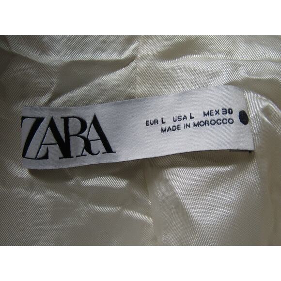 Zara Woman Cream Textured Longline Coat Medium Minimalist Lined Overcoat Jacket - Picture 7 of 15